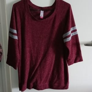 Heathered Burgundy Swoop Neck Sweater